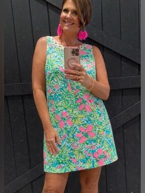 Lilly Pulitzer Floral Shift Dress in Pink, Lime & Aqua
